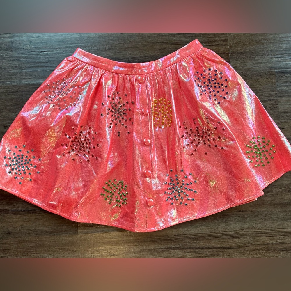 NEW Queen of Sparkles Pink Iridescent Pearl Cluster Skirt. Size XS